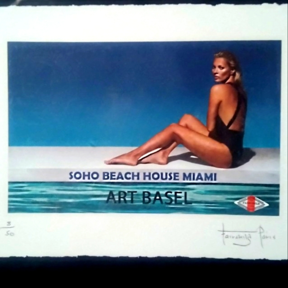 Kate Moss Soho Beach House Miami Limited Edition Print Signed by Fairchild Paris